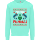 Merry Fishmas Funny Christmas Fishing Mens Sweatshirt Jumper Peppermint