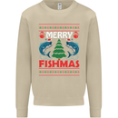Merry Fishmas Funny Christmas Fishing Mens Sweatshirt Jumper Sand