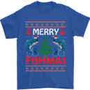Merry Fishmas Funny Christmas Fishing Mens T-Shirt Cotton Gildan Royal Blue