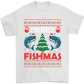 Merry Fishmas Funny Christmas Fishing Mens T-Shirt Cotton Gildan White