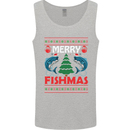 Merry Fishmas Funny Christmas Fishing Mens Vest Tank Top Sports Grey