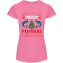 Merry Fishmas Funny Christmas Fishing Womens Petite Cut T-Shirt Azalea