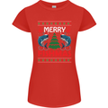 Merry Fishmas Funny Christmas Fishing Womens Petite Cut T-Shirt Red
