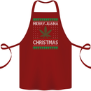 Merry Juana Christmas Funny Weed Cannabis Cotton Apron 100% Organic Maroon