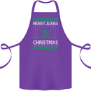 Merry Juana Christmas Funny Weed Cannabis Cotton Apron 100% Organic Purple