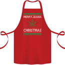Merry Juana Christmas Funny Weed Cannabis Cotton Apron 100% Organic Red