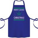 Merry Juana Christmas Funny Weed Cannabis Cotton Apron 100% Organic Royal Blue