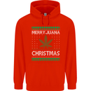 Merry Juana Christmas Funny Weed Cannabis Mens 80% Cotton Hoodie Bright Red