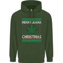 Merry Juana Christmas Funny Weed Cannabis Mens 80% Cotton Hoodie Forest Green