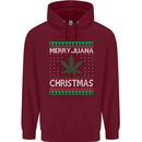 Merry Juana Christmas Funny Weed Cannabis Mens 80% Cotton Hoodie Maroon
