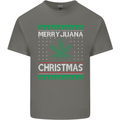 Merry Juana Christmas Funny Weed Cannabis Mens Cotton T-Shirt Tee Top Charcoal