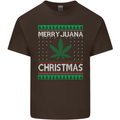 Merry Juana Christmas Funny Weed Cannabis Mens Cotton T-Shirt Tee Top Dark Chocolate