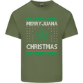 Merry Juana Christmas Funny Weed Cannabis Mens Cotton T-Shirt Tee Top Military Green