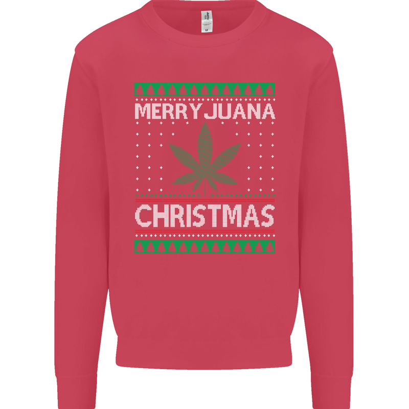 Merry Juana Christmas Funny Weed Cannabis Mens Sweatshirt Jumper Heliconia