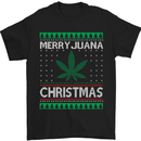 Merry Juana Christmas Funny Weed Cannabis Mens T-Shirt Cotton Gildan Black