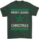 Merry Juana Christmas Funny Weed Cannabis Mens T-Shirt Cotton Gildan Forest Green