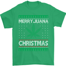 Merry Juana Christmas Funny Weed Cannabis Mens T-Shirt Cotton Gildan Irish Green
