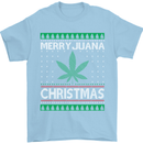 Merry Juana Christmas Funny Weed Cannabis Mens T-Shirt Cotton Gildan Light Blue