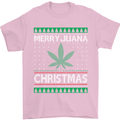 Merry Juana Christmas Funny Weed Cannabis Mens T-Shirt Cotton Gildan Light Pink