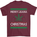 Merry Juana Christmas Funny Weed Cannabis Mens T-Shirt Cotton Gildan Maroon