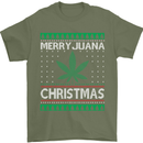 Merry Juana Christmas Funny Weed Cannabis Mens T-Shirt Cotton Gildan Military Green