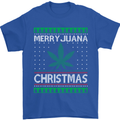 Merry Juana Christmas Funny Weed Cannabis Mens T-Shirt Cotton Gildan Royal Blue