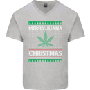 Merry Juana Christmas Funny Weed Cannabis Mens V-Neck Cotton T-Shirt Sports Grey