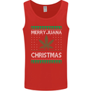 Merry Juana Christmas Funny Weed Cannabis Mens Vest Tank Top Red