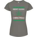 Merry Juana Christmas Funny Weed Cannabis Womens Petite Cut T-Shirt Charcoal