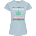 Merry Juana Christmas Funny Weed Cannabis Womens Petite Cut T-Shirt Light Blue