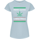 Merry Juana Christmas Funny Weed Cannabis Womens Petite Cut T-Shirt Light Blue
