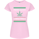 Merry Juana Christmas Funny Weed Cannabis Womens Petite Cut T-Shirt Light Pink