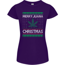 Merry Juana Christmas Funny Weed Cannabis Womens Petite Cut T-Shirt Purple