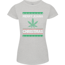Merry Juana Christmas Funny Weed Cannabis Womens Petite Cut T-Shirt Sports Grey