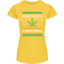Merry Juana Christmas Funny Weed Cannabis Womens Petite Cut T-Shirt Yellow