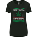 Merry Juana Christmas Funny Weed Cannabis Womens Wider Cut T-Shirt Black