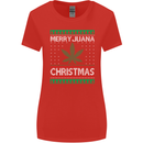 Merry Juana Christmas Funny Weed Cannabis Womens Wider Cut T-Shirt Red