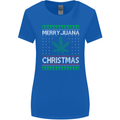 Merry Juana Christmas Funny Weed Cannabis Womens Wider Cut T-Shirt Royal Blue