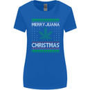 Merry Juana Christmas Funny Weed Cannabis Womens Wider Cut T-Shirt Royal Blue