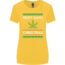 Merry Juana Christmas Funny Weed Cannabis Womens Wider Cut T-Shirt Yellow