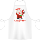 Merry Kiss My Ass Funny Christmas Cotton Apron 100% Organic White