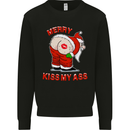 Merry Kiss My Ass Funny Christmas Kids Sweatshirt Jumper Black