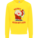 Merry Kiss My Ass Funny Christmas Kids Sweatshirt Jumper Yellow