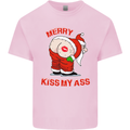 Merry Kiss My Ass Funny Christmas Kids T-Shirt Childrens Light Pink