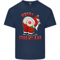 Merry Kiss My Ass Funny Christmas Kids T-Shirt Childrens Navy Blue