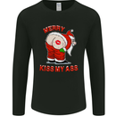 Merry Kiss My Ass Funny Christmas Mens Long Sleeve T-Shirt Black
