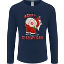 Merry Kiss My Ass Funny Christmas Mens Long Sleeve T-Shirt Navy Blue