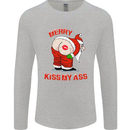 Merry Kiss My Ass Funny Christmas Mens Long Sleeve T-Shirt Sports Grey