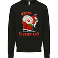 Merry Kiss My Ass Funny Christmas Mens Sweatshirt Jumper Black