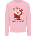 Merry Kiss My Ass Funny Christmas Mens Sweatshirt Jumper Light Pink